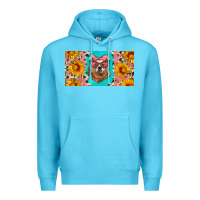 Ocean Blue mama bear with sunflowers and glasses license plate Premium Hoodie - Artiststas