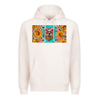 Pale Pink mama bear with sunflowers and glasses license plate Premium Hoodie - Artiststas