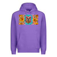 Purple mama bear with sunflowers and glasses license plate Premium Hoodie - Artiststas