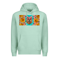 Seafoam mama bear with sunflowers and glasses license plate Premium Hoodie - Artiststas