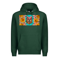 Sports Green mama bear with sunflowers and glasses license plate Premium Hoodie - Artiststas