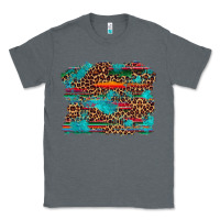 Charcoal Heather western serape leopard bull skull turquoise  background Classic Tee - Artiststas