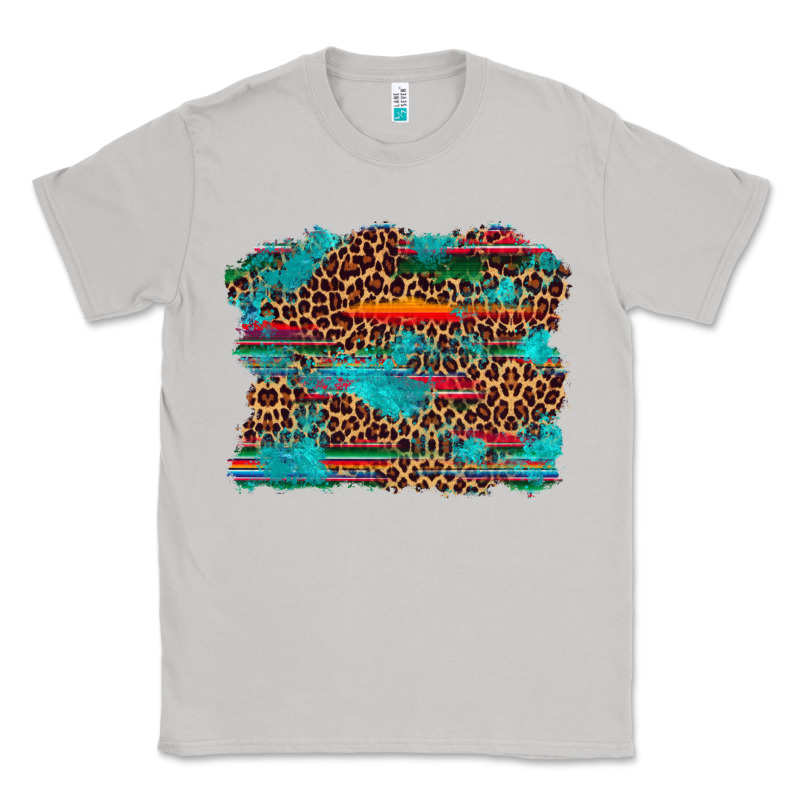 Western Serape Leopard Bull Skull Turquoise  Background Classic Tee by Artiststas | Teevron