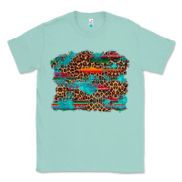 Seafoam western serape leopard bull skull turquoise  background Classic Tee - Artiststas