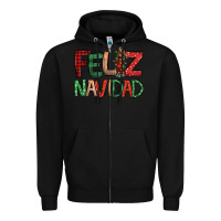 Black Feliz Navidad our lady of Guadalupe Christmas Zipper Hoodie - Jasminsmagicworld
