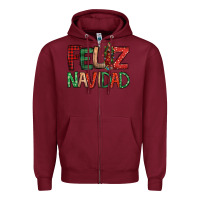 Burgundy Feliz Navidad our lady of Guadalupe Christmas Zipper Hoodie - Jasminsmagicworld