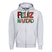 Heather Grey Feliz Navidad our lady of Guadalupe Christmas Zipper Hoodie - Jasminsmagicworld