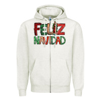 Oatmeal Heather Feliz Navidad our lady of Guadalupe Christmas Zipper Hoodie - Jasminsmagicworld