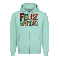 Seafoam Feliz Navidad our lady of Guadalupe Christmas Zipper Hoodie - Jasminsmagicworld