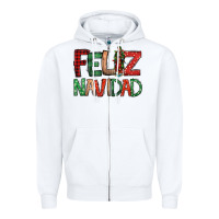 White Feliz Navidad our lady of Guadalupe Christmas Zipper Hoodie - Jasminsmagicworld