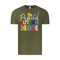 Vintage Olive Proud Autism Mom Leopard Pattern Design Autism Awa Vintage Tee - CowhideDigitalArt