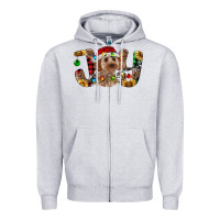 Heather Grey Cockapoo Christmas Joy Zipper Hoodie - RanaPortraitStore
