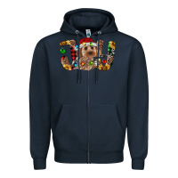 Navy Cockapoo Christmas Joy Zipper Hoodie - RanaPortraitStore