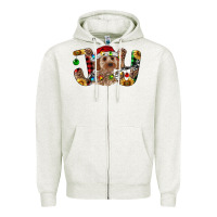 Oatmeal Heather Cockapoo Christmas Joy Zipper Hoodie - RanaPortraitStore