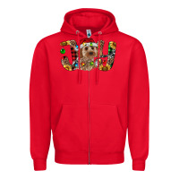 Red Cockapoo Christmas Joy Zipper Hoodie - RanaPortraitStore
