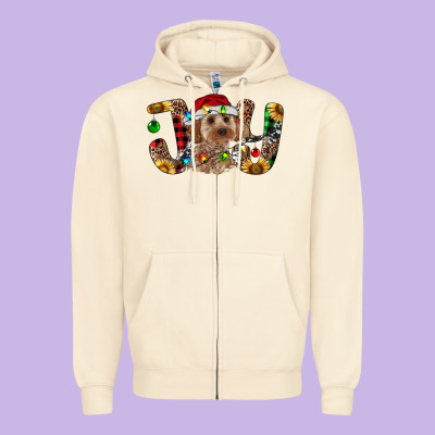 Cockapoo Christmas Joy Zipper Hoodie Designed By Ranaportraitstore