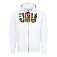 White Cockapoo Christmas Joy Zipper Hoodie - RanaPortraitStore