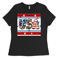 4th Of July Usa Seamless Pattern Ladies Tee | Teevron
