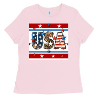Bubblegum Pink 4th of july usa seamless pattern Ladies Tee - BundleAndBundleShop
