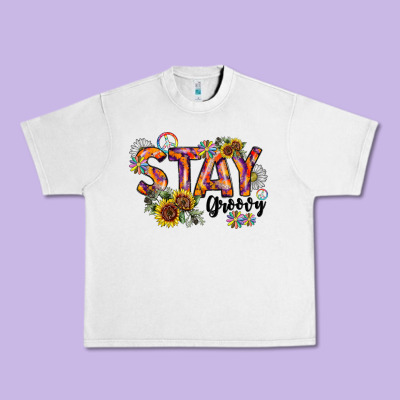 Stay Groovy Urban Heavy Tee Designed By Cowhidedigitalart