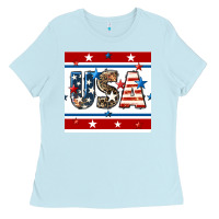Baby Blue 4th of july usa seamless pattern Ladies Tee - BundleAndBundleShop