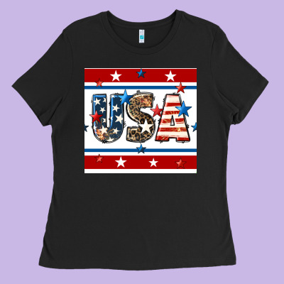 4th Of July Usa Seamless Pattern Ladies Tee Designed By Bundleandbundleshop