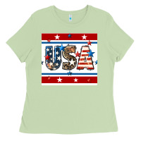 Matcha 4th of july usa seamless pattern Ladies Tee - BundleAndBundleShop