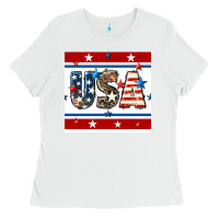 White 4th of july usa seamless pattern Ladies Tee - BundleAndBundleShop
