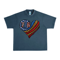 Midnight Navy american western leopard flag heart Urban Heavy Tee - Jasminsmagicworld