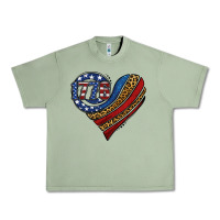 Oil Green american western leopard flag heart Urban Heavy Tee - Jasminsmagicworld
