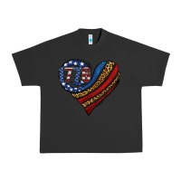 Pigment Black american western leopard flag heart Urban Heavy Tee - Jasminsmagicworld