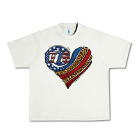 American Western Leopard Flag Heart Urban Heavy Tee | Teevron