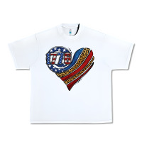 White american western leopard flag heart Urban Heavy Tee - Jasminsmagicworld