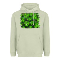 Matcha st patrick's day shamrock and plaid distressed background Heavyweight Hoodie - RanaPortraitStore