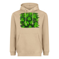 Mushroom st patrick's day shamrock and plaid distressed background Heavyweight Hoodie - RanaPortraitStore