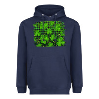 Navy st patrick's day shamrock and plaid distressed background Heavyweight Hoodie - RanaPortraitStore
