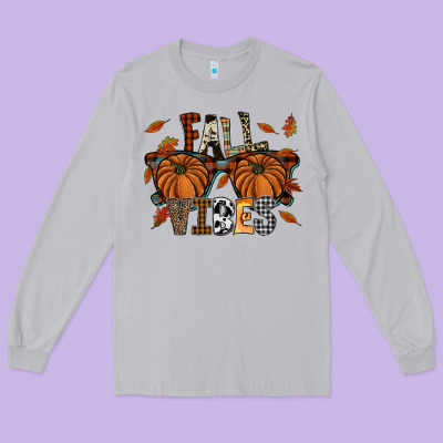 Fall Vibes Long Sleeve Tee Designed By Sublimationcraftshop