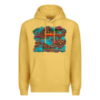 Antique Gold western serape leopard turquoise  background Premium Hoodie - Artiststas