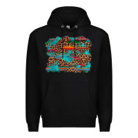 Black western serape leopard turquoise  background Premium Hoodie - Artiststas