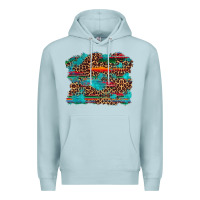 Blue Mist western serape leopard turquoise  background Premium Hoodie - Artiststas