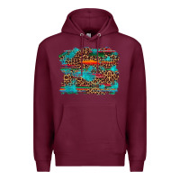 Burgundy western serape leopard turquoise  background Premium Hoodie - Artiststas