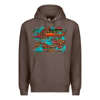 Coffee western serape leopard turquoise  background Premium Hoodie - Artiststas