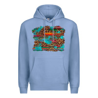 Colony Blue western serape leopard turquoise  background Premium Hoodie - Artiststas