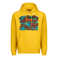 Lemon western serape leopard turquoise  background Premium Hoodie - Artiststas
