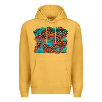 Mustard western serape leopard turquoise  background Premium Hoodie - Artiststas