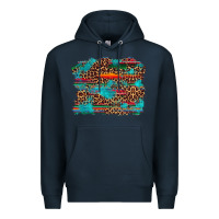 Navy western serape leopard turquoise  background Premium Hoodie - Artiststas