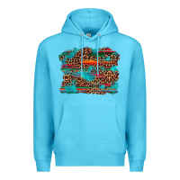 Ocean Blue western serape leopard turquoise  background Premium Hoodie - Artiststas