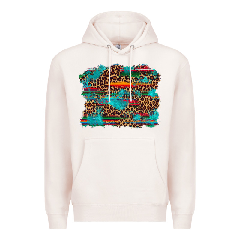 Western Serape Leopard Turquoise  Background Premium Hoodie by Artiststas | Teevron