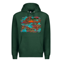 Sports Green western serape leopard turquoise  background Premium Hoodie - Artiststas