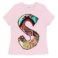 Bubblegum Pink farm life alphabet lowercase letters s Ladies Tee - BundleAndBundleShop